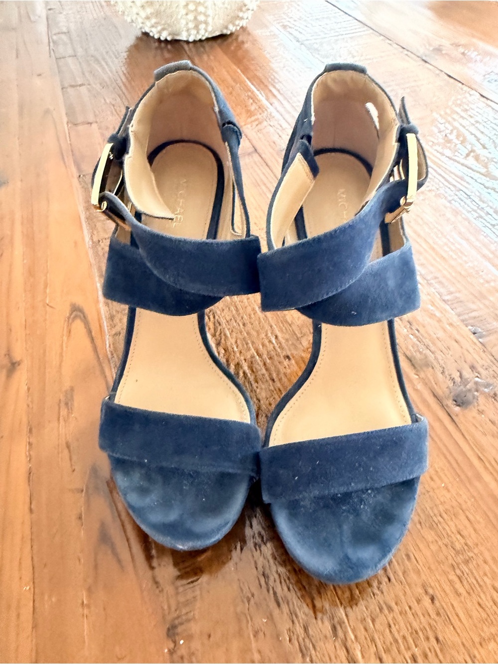 Women's Michael kors Navy Suede Open-Toe Ankle Strap Sandals 8.5